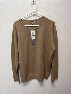Macy's Women's Long Sleeve Crewneck Sweater in Camel
